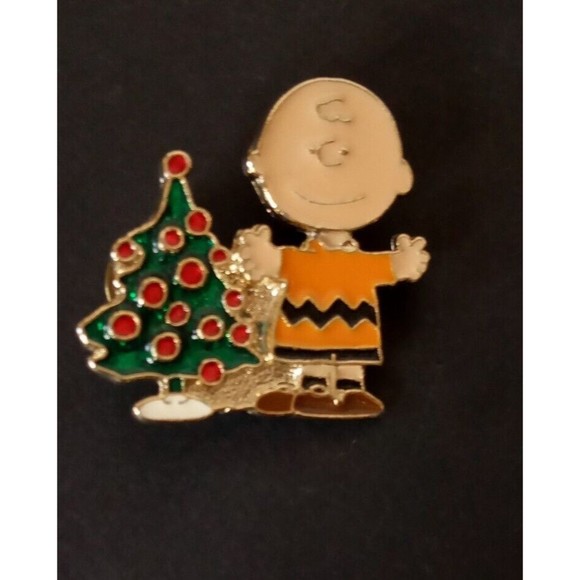 Charlie Brown Red Christmas Tree Holiday Lapel Pin - Picture 1 of 11